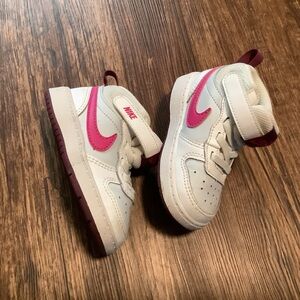Nike Court Borough children’s pink/white mid 2 sneakers size 6c